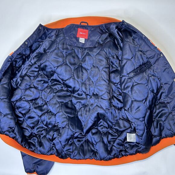 Vintage Denver Broncos Jacket Mens 3XL NFL Satin Bomber Reebok Blue Orange Snap - Picture 5 of 16